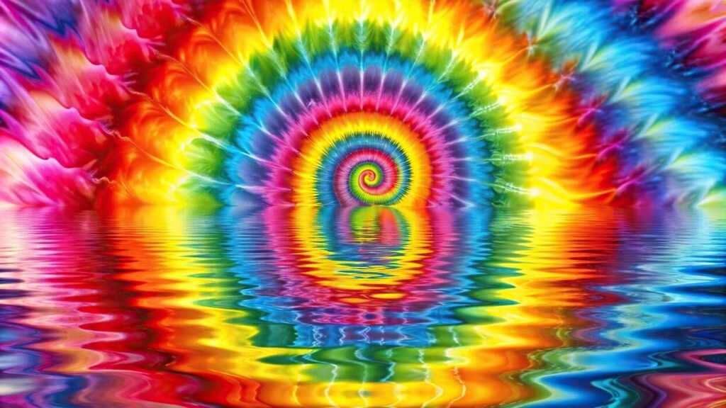 abstract rainbow spiral tie dye background reflected free photo
